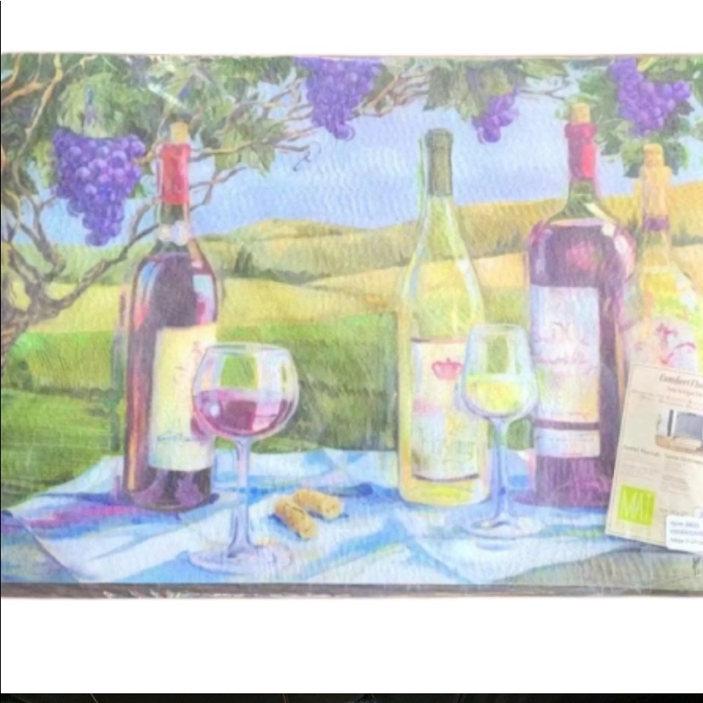 Comfort Anti-Fatigue cushioned Floor Mat 18"×27"picnic wine and grapes scene NEW